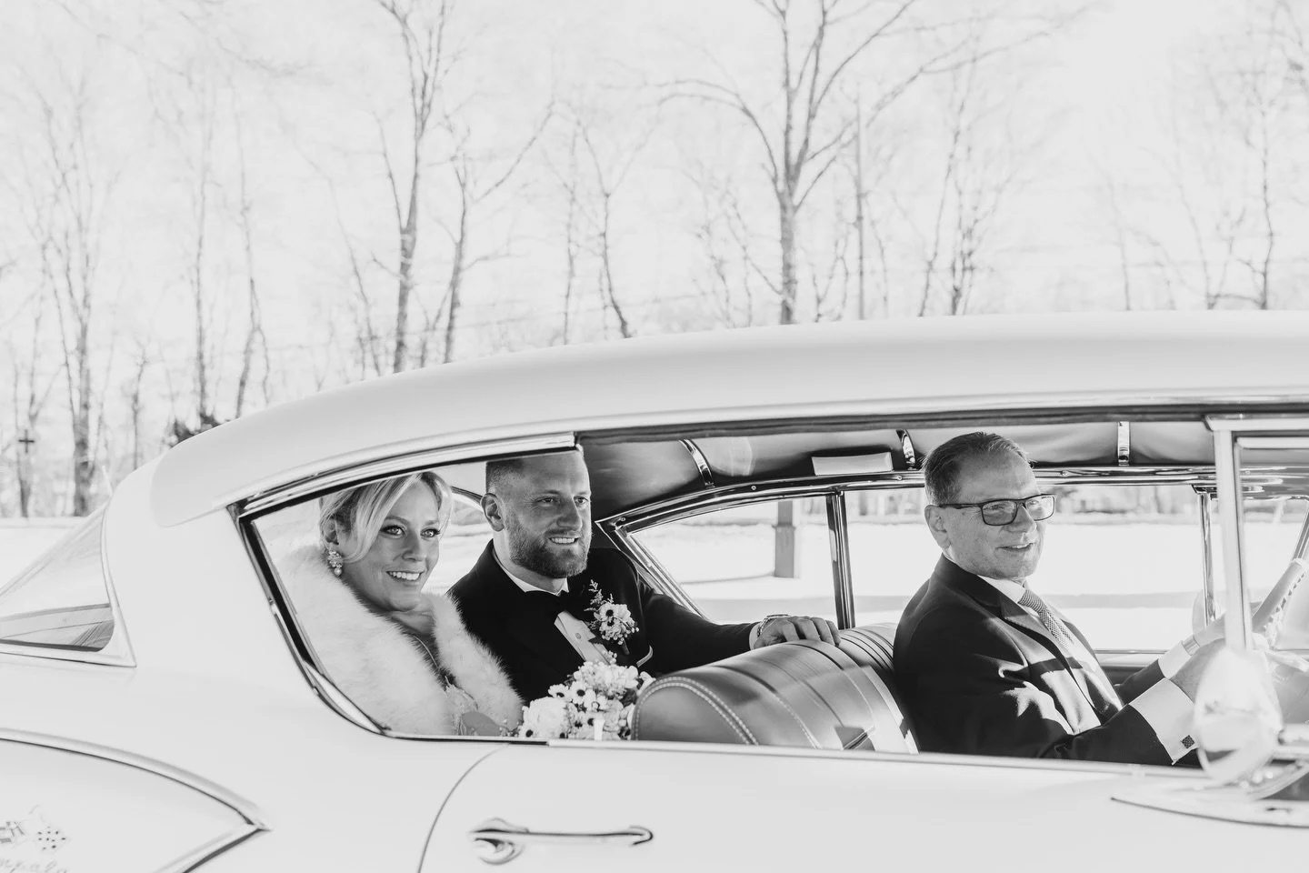 A classic car is beautiful on its own. When it belongs to the father of the bride, it becomes part of the story..