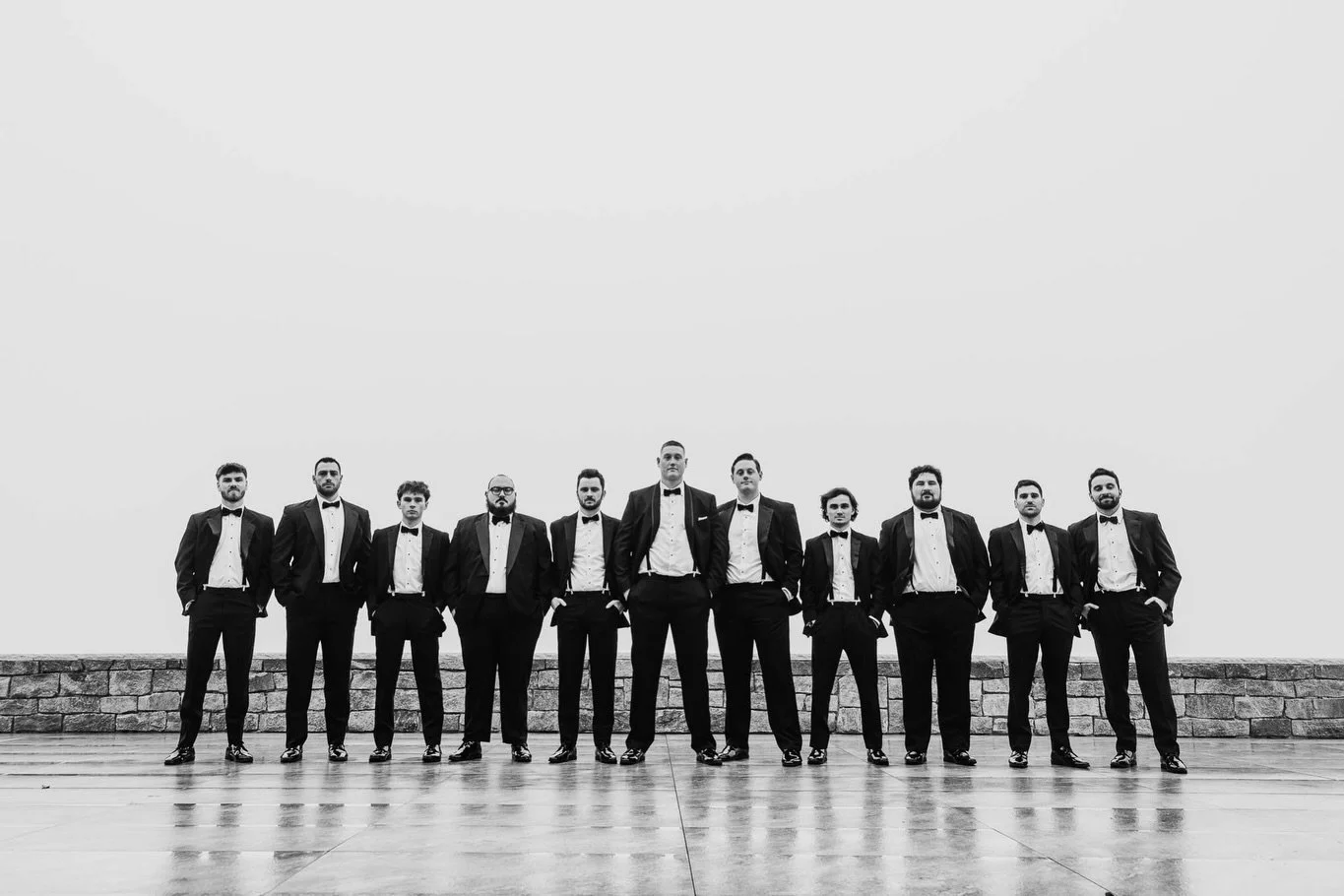 Some may think fog coming through would be a bad thing, but I think it really made these photos. The negative space it helped create really brought the focus to to this huge bridal party.