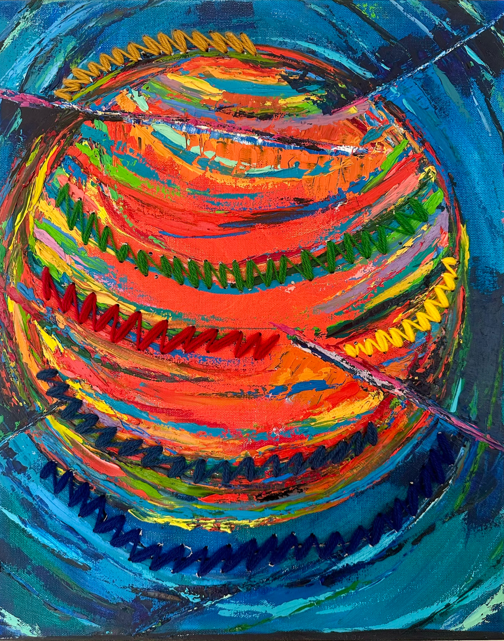  Persephone (for Wendy), 2025 
 
Oil on canvas with yarn. $850