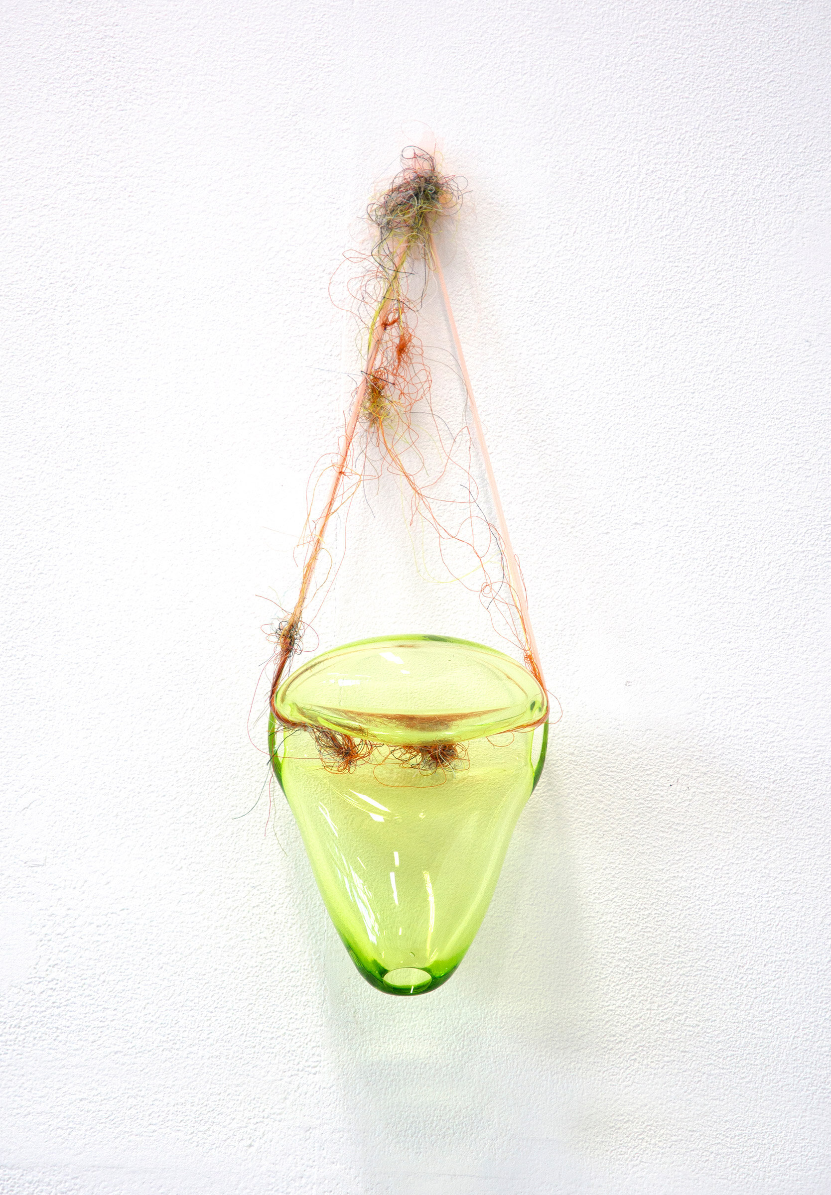  Kelly M O’Brien,  Hold the Emotional Space.  Glass, tulle, thread. 54 x 16 x 12 cm ©2019 