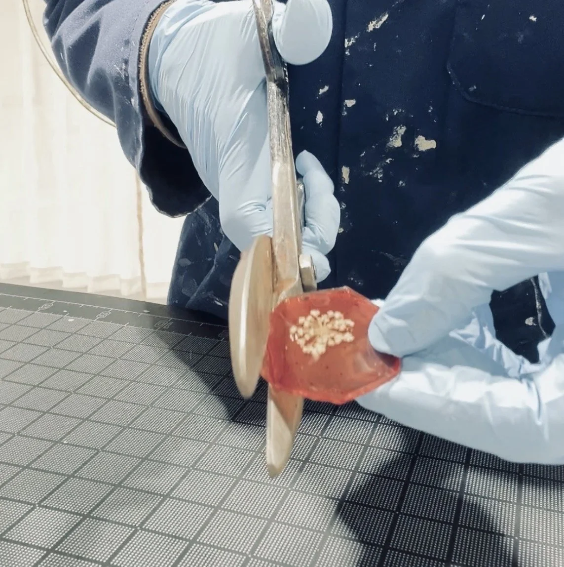  Each element is further worked by hand to create the desired form. 