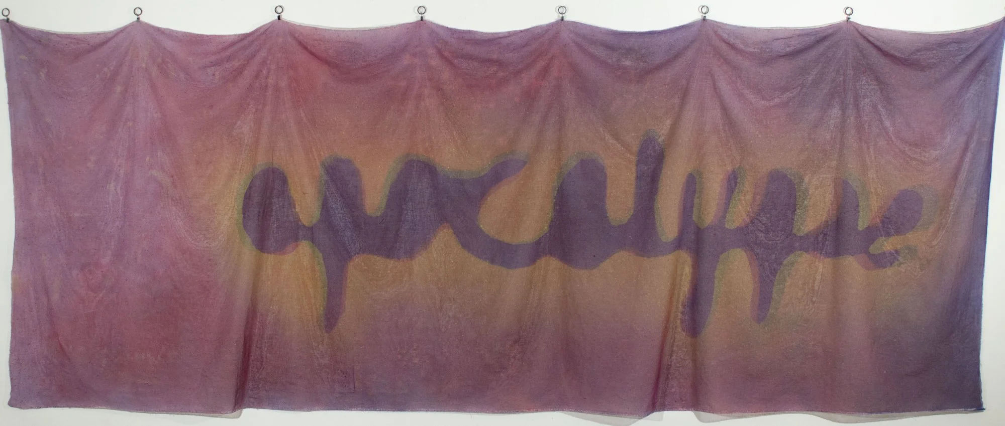  Hovey Brock.  Apocalypse . Ethically sourced acrylics on cheesecloth. 14' x 62"  2026 
