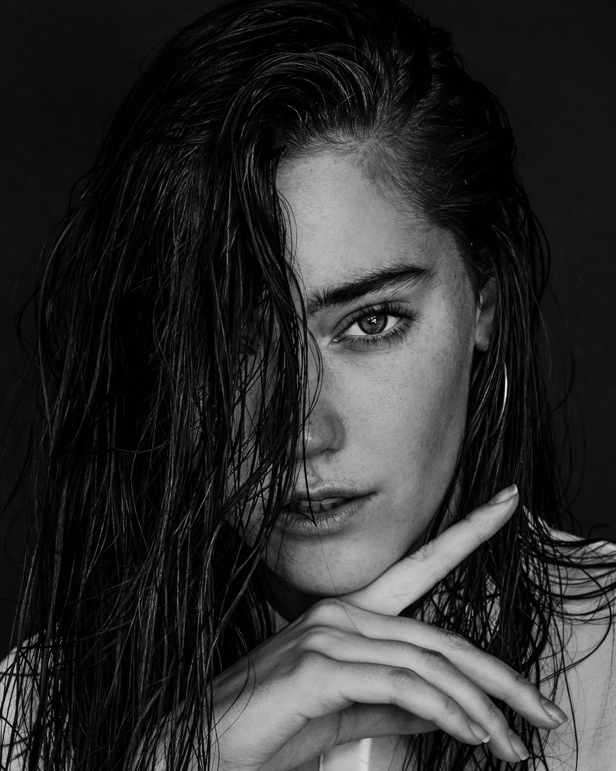 Creative portrait with wet hair
