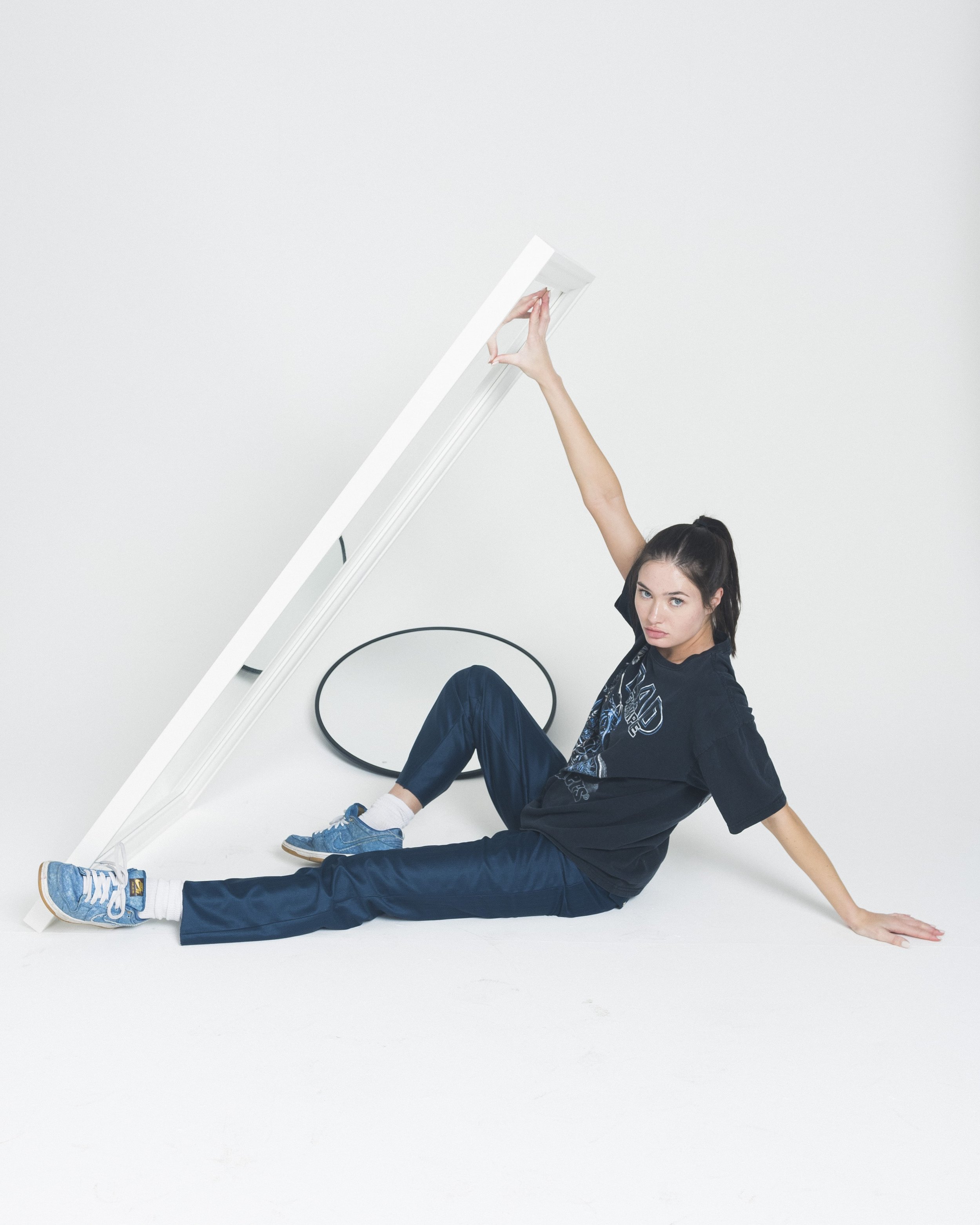 Creative portrait in studio using props