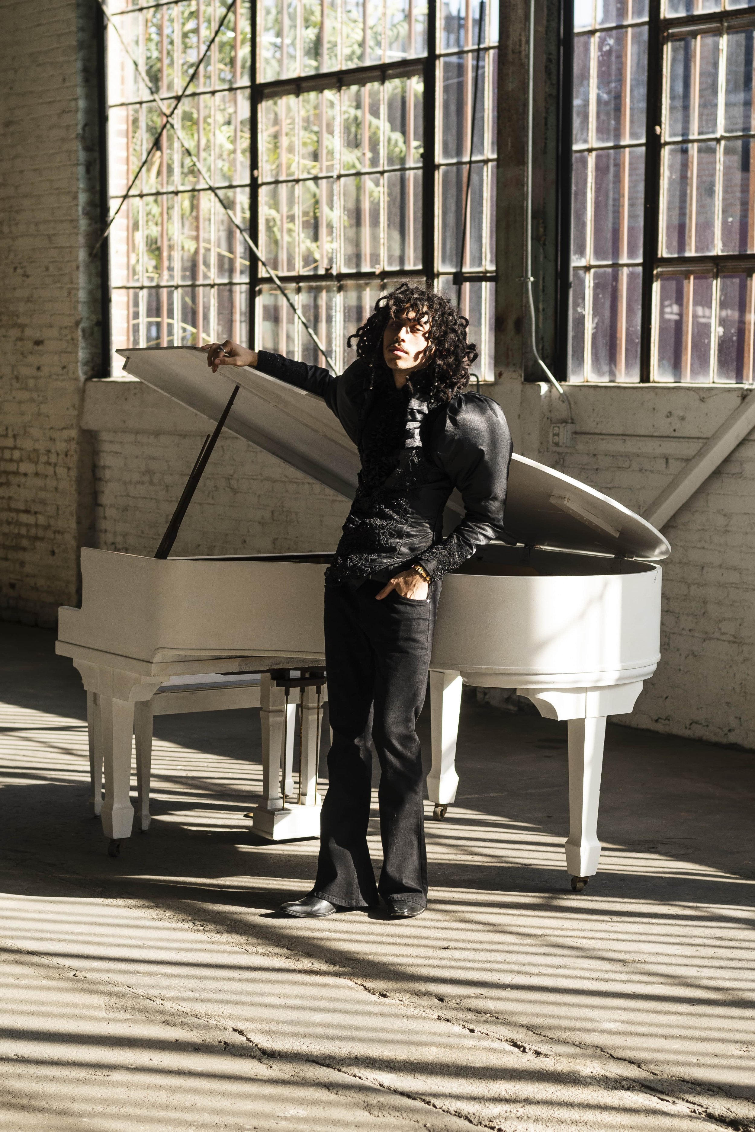 Creative portrait with piano
