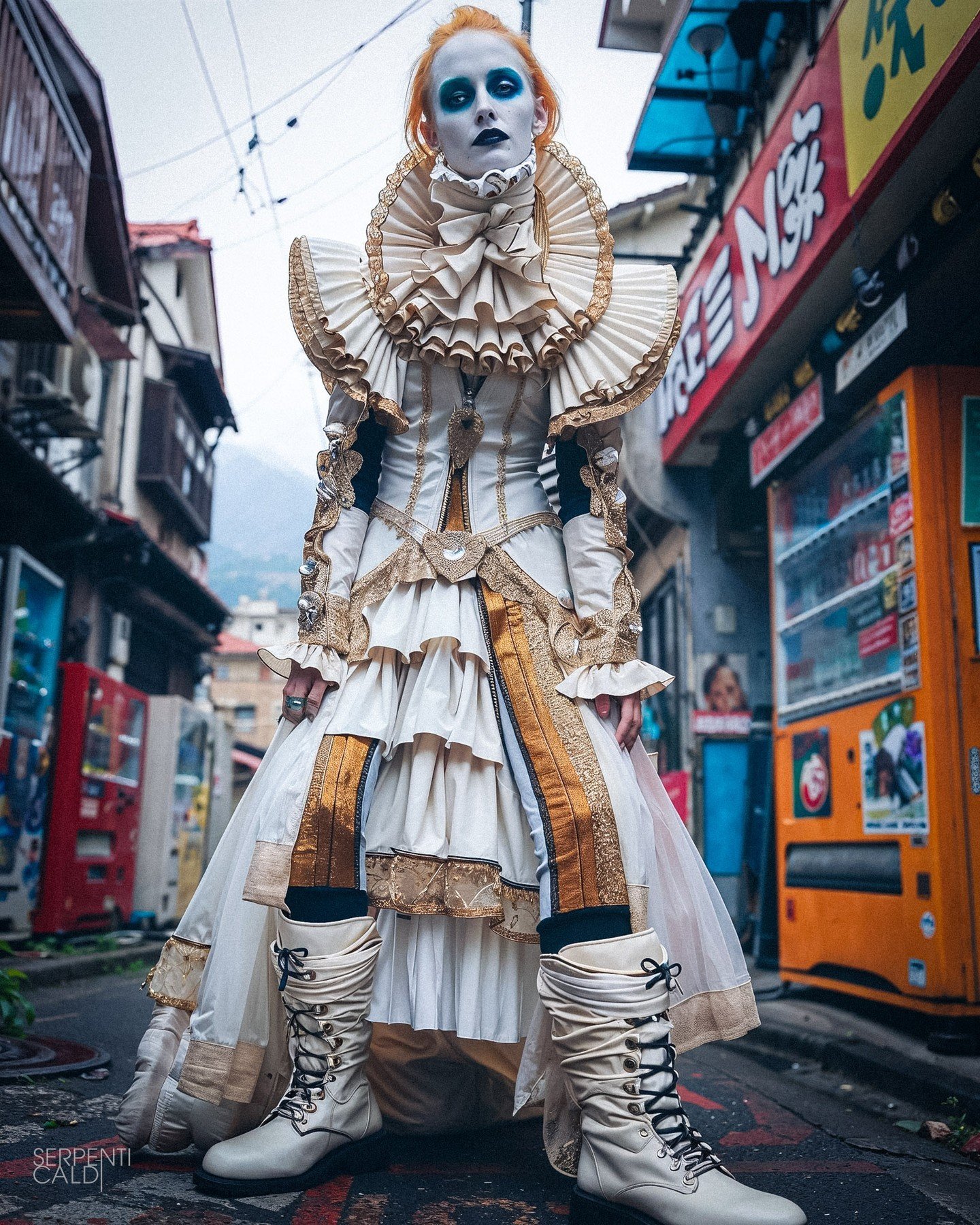 Icons: Phase 3. Fashion photography maximalism blended with images of mummified Catholic Saints. Outputs reblended with additional Harajuku street fashion image references. 2/3

#icons #fashion #fashionmaximalism #harajuku # maximalism #midjourney #m