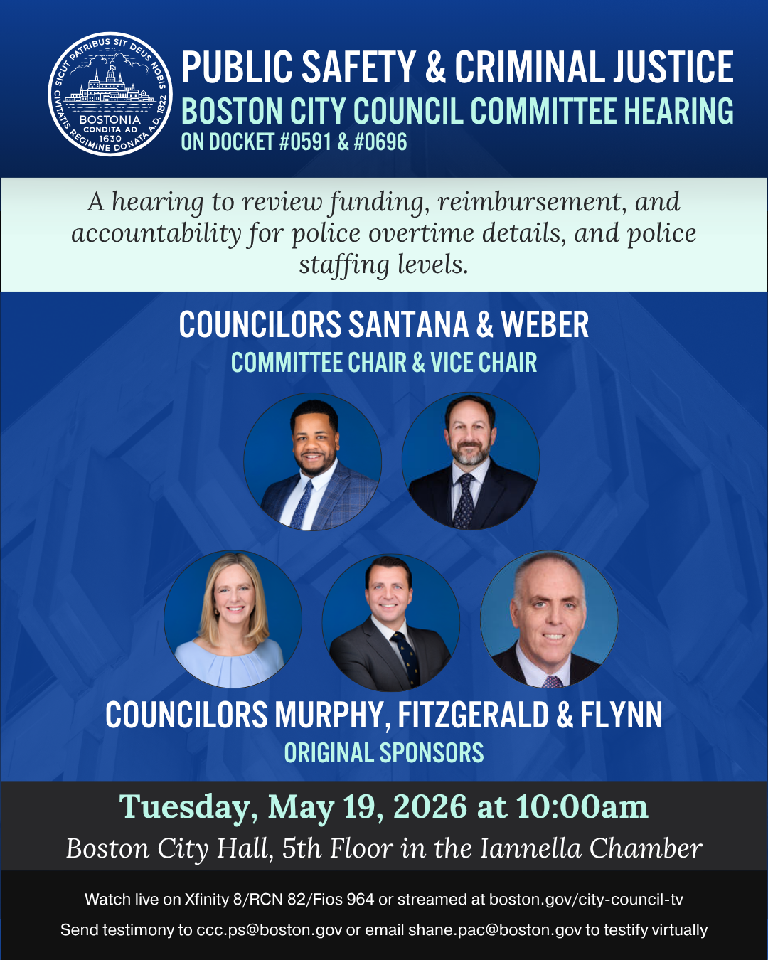 Hearing to review funding, reimbursement, and accountability for police overtime details, and police staffing levels.