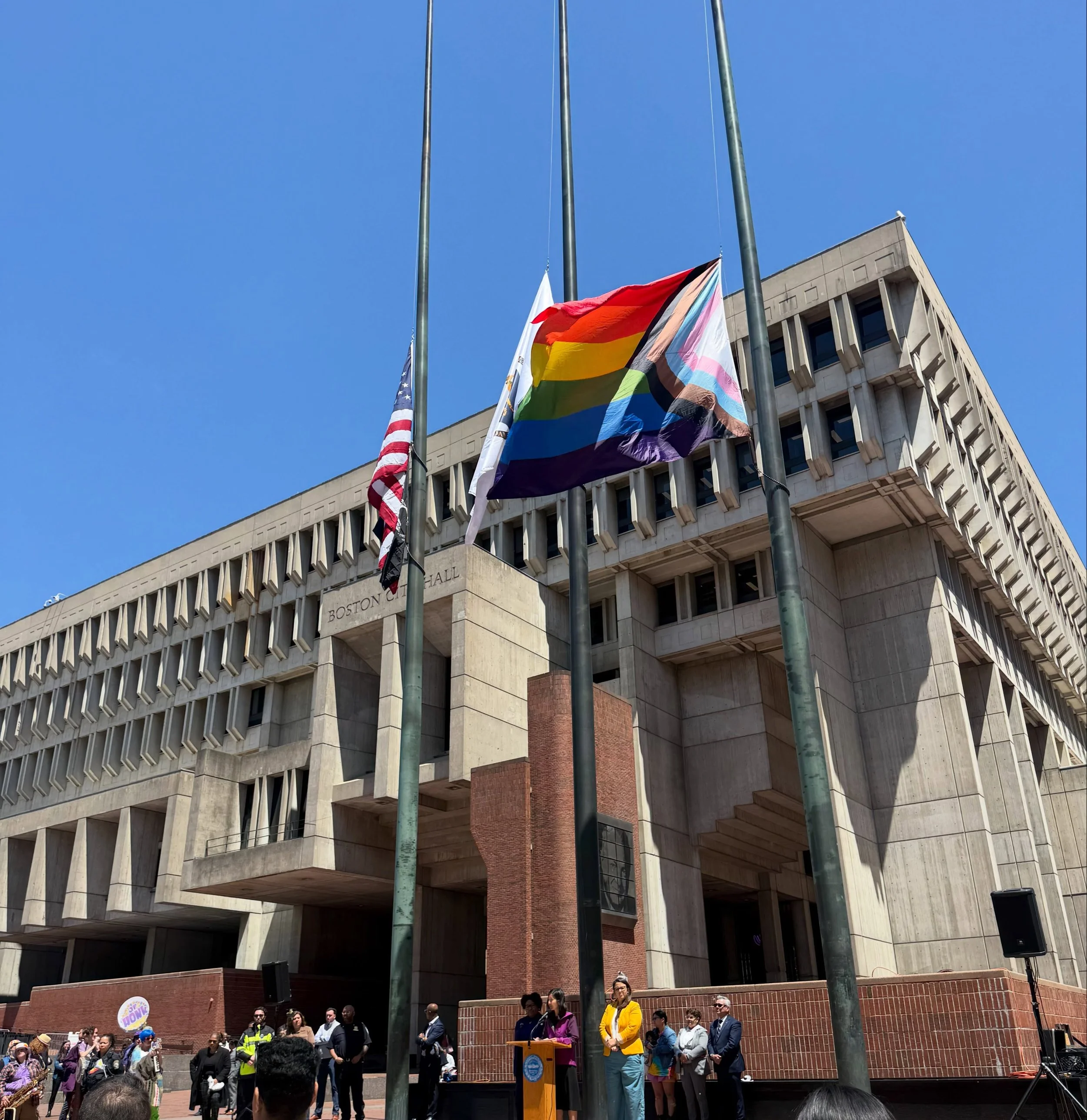 Happy Pride Month, Boston! Today, we raised the Pride flag on City Hall Plaza alongside neighbors, advocates, local organizations, and our incredible team at the Mayor&rsquo;s Office of LGBTQIA2S+ Advancement. A special thanks to Coro Allegro and the