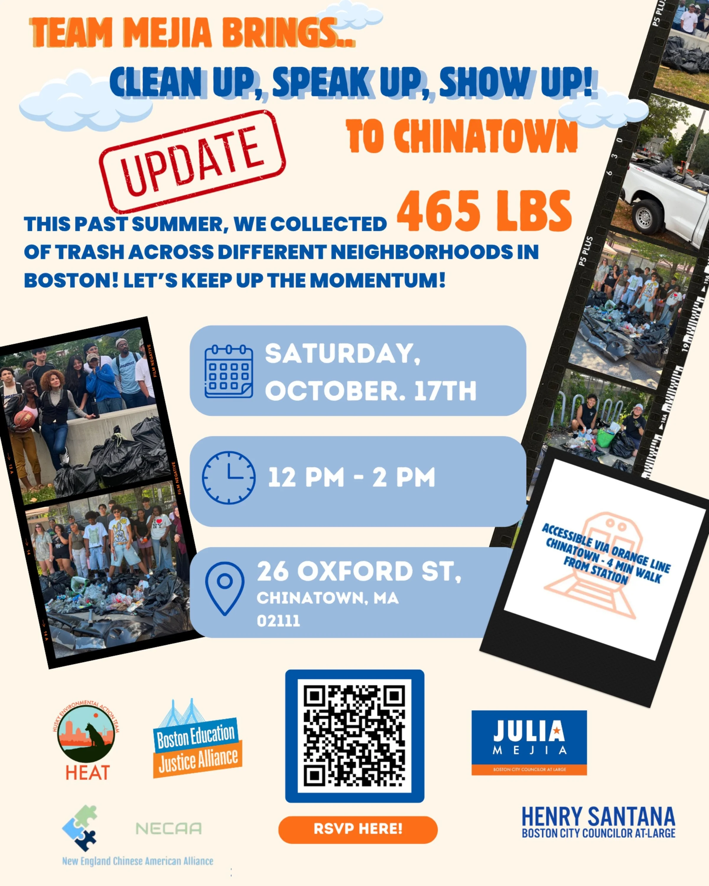 Roll up your sleeves! We&rsquo;re headed to Chinatown this Saturday for a clean up alongside Councilor Mejia&rsquo;s office, BEJA, HEAT and the NECAA! All are welcome!