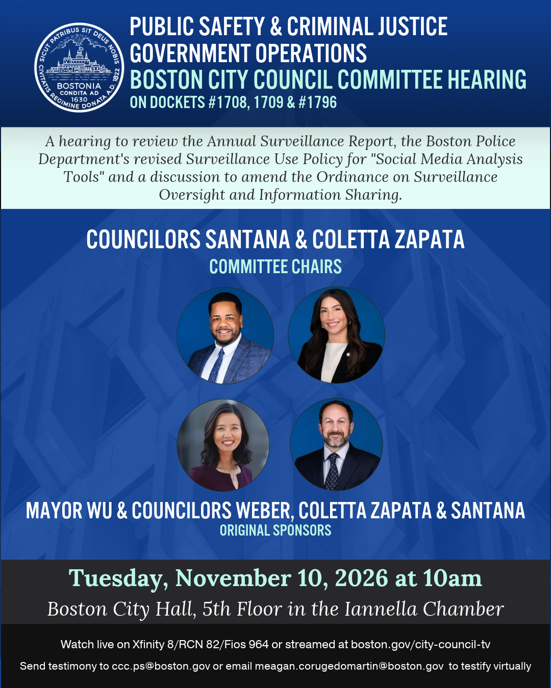 Hearing to review the 2026  Annual Surveillance Report &amp; a discussion to amend the Ordinance on Surveillance Oversight and Information Sharing.