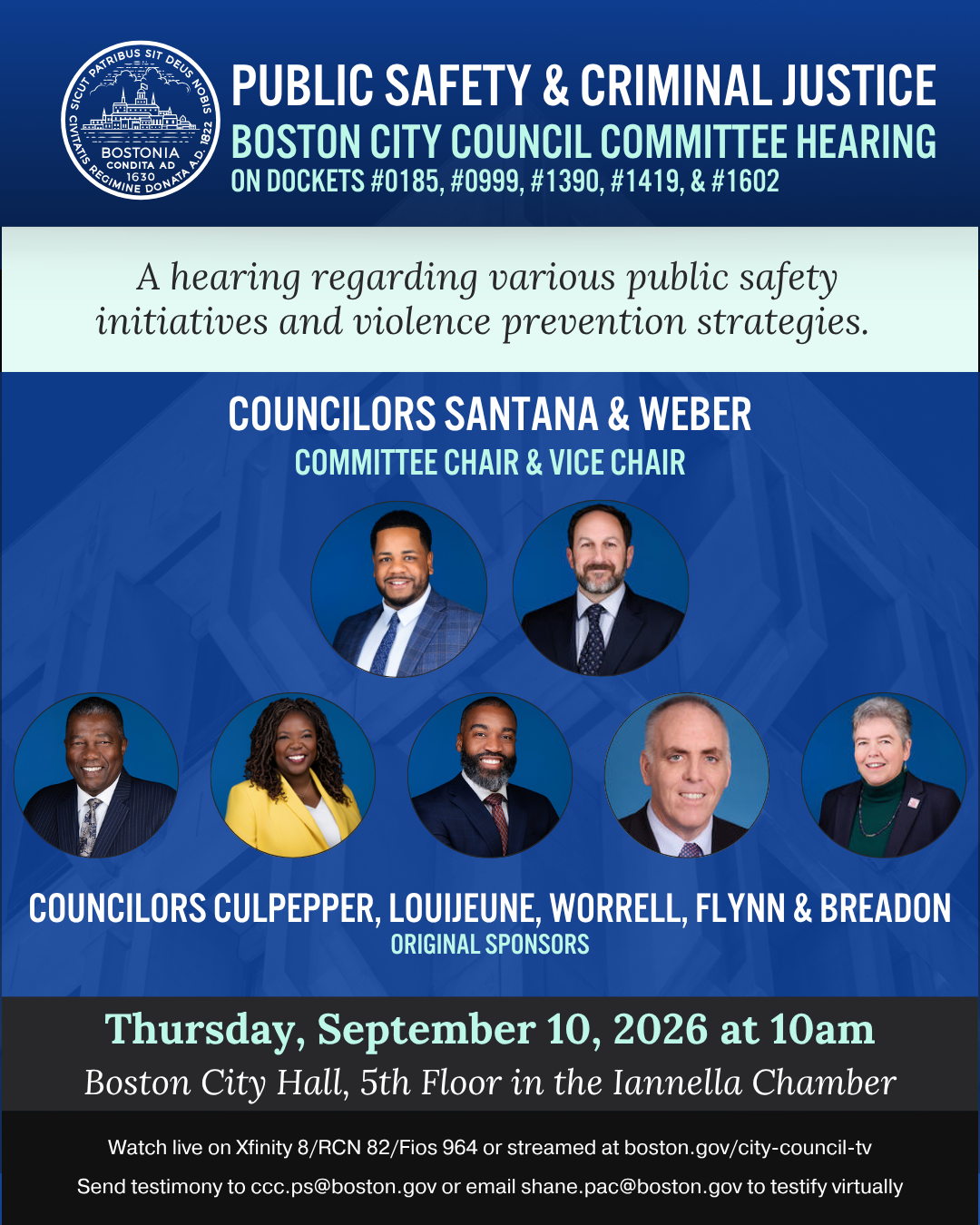 Hearing regarding various public safety initiatives and violence prevention strategies.