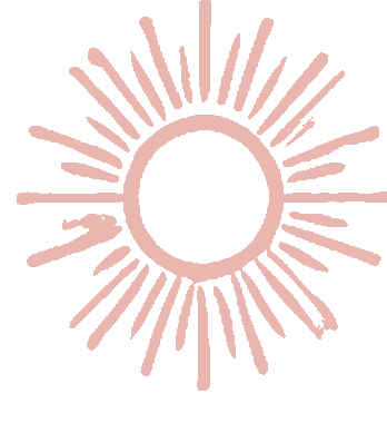 Pink sunburst design on a light beige background.