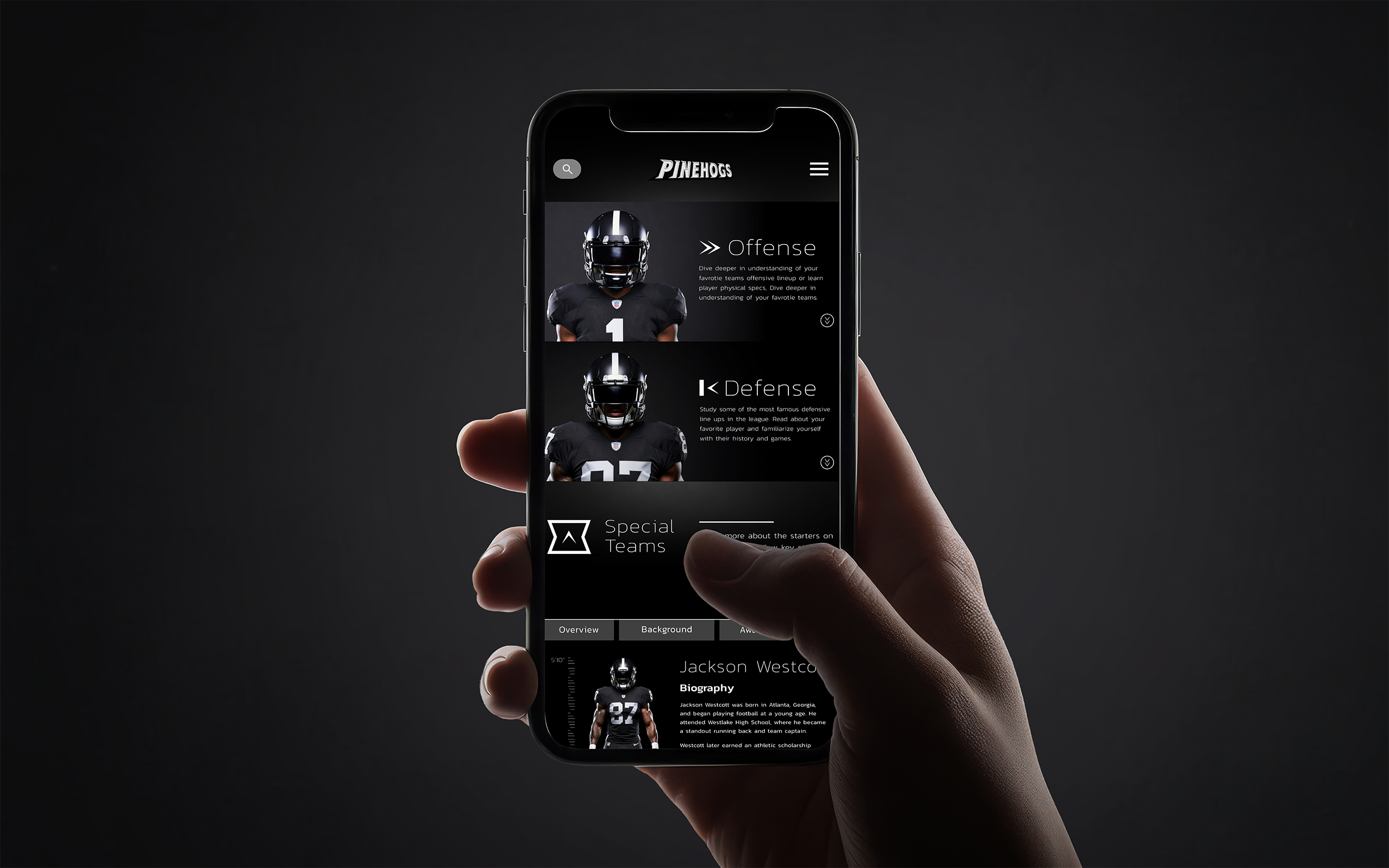 Pinehogs Mobile Player Stats Search Page