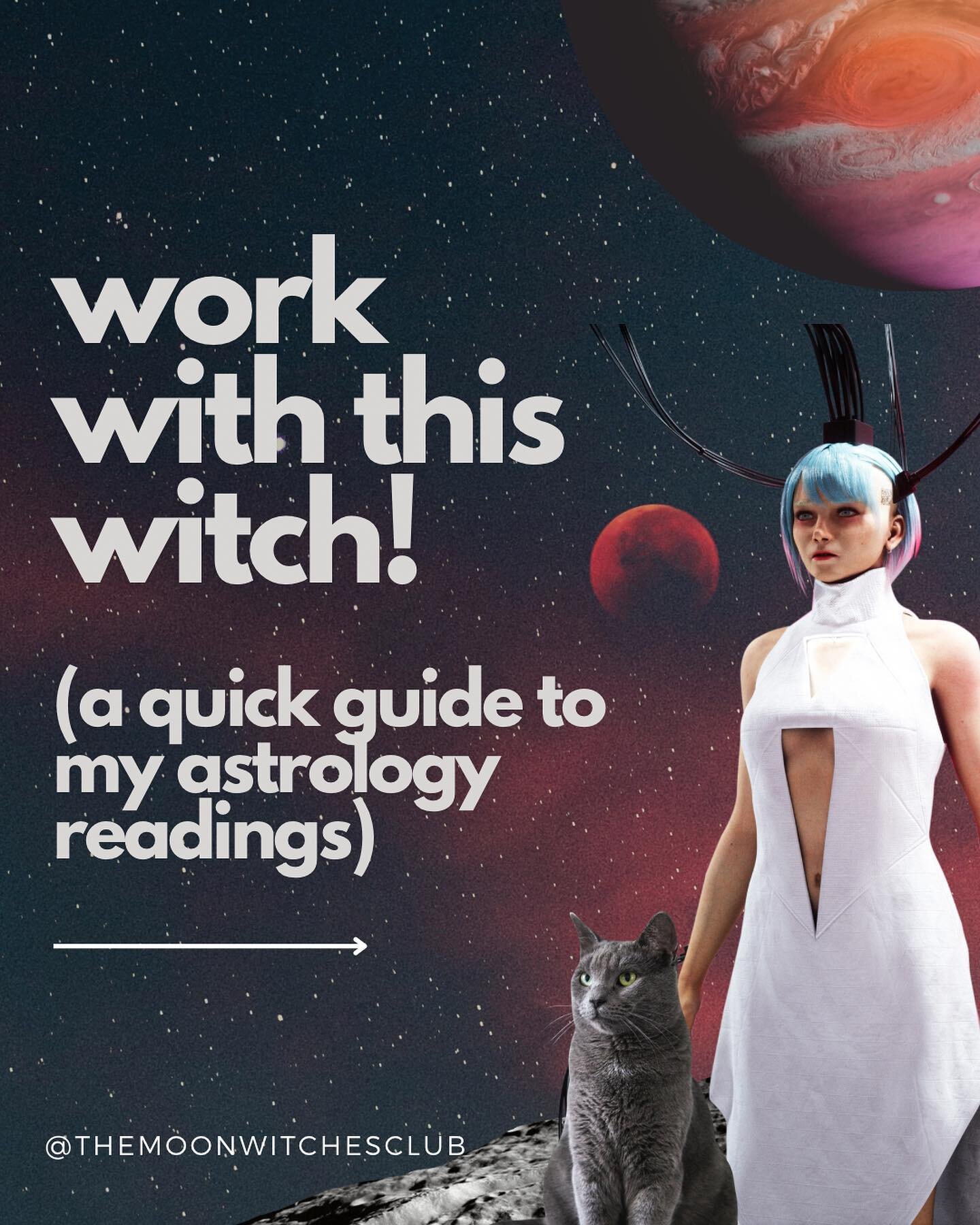 Hey Witches!

Fancy a reading? The library is open! If you want to book a session, but no idea where to start, here is a quick guide to the different types of astrology readings I offer.

- A birth chart reading is about self discovery and gaining a 