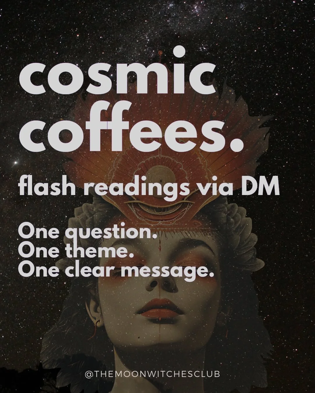 COSMIC COFFEES are here.
A flash reading delivered via DM, designed to answer one question or explore one theme in your chart.

If you want clarity without booking a full reading (or waiting until January to be seen), this is for you.

DM me COFFEE a