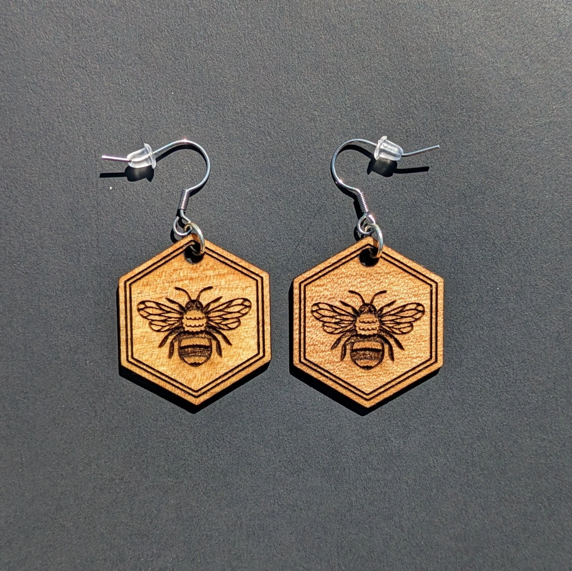 Honeycomb bee earrings.jpg