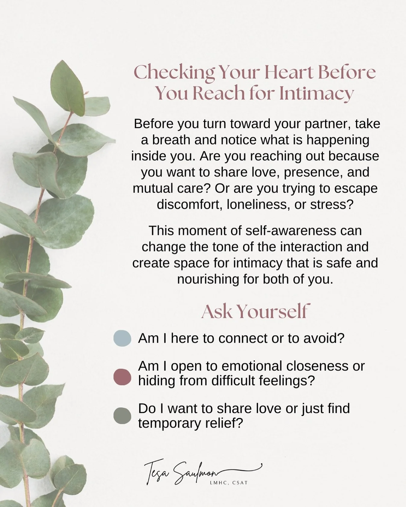 If you are recovering from addiction- Before you reach for your partner, pause. Ask yourself: What&rsquo;s driving me right now? Am I trying to escape a hard feeling, or am I longing to share what&rsquo;s truly in my heart? Is this about avoiding dis