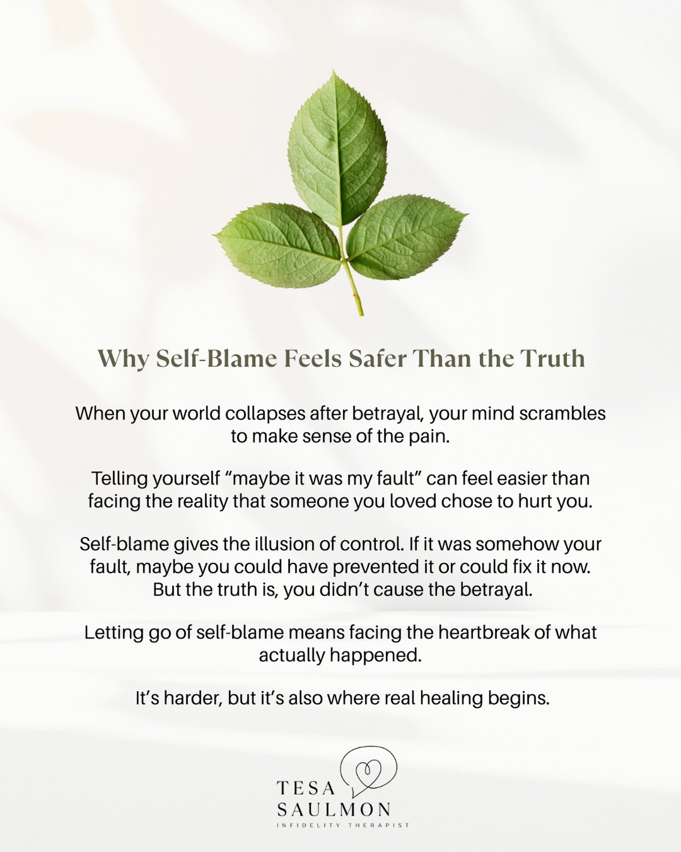 After betrayal, guilt often sneaks in quietly.
And for many betrayed partners, it feels strangely familiar&mdash;almost safer than sitting with the shock and grief.

You may find yourself asking, Did I cause this? Was it something I did or didn&rsquo