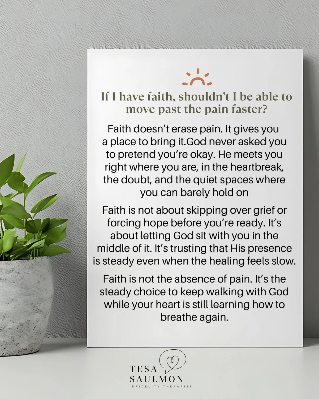 Sometimes the hardest part of pain isn&rsquo;t the pain itself&mdash;it&rsquo;s the quiet fear that your faith should be fixing it by now.

I hear this whispered so often in my office.
&ldquo;I love God&hellip; so why does this still hurt?&rdquo;
&ld