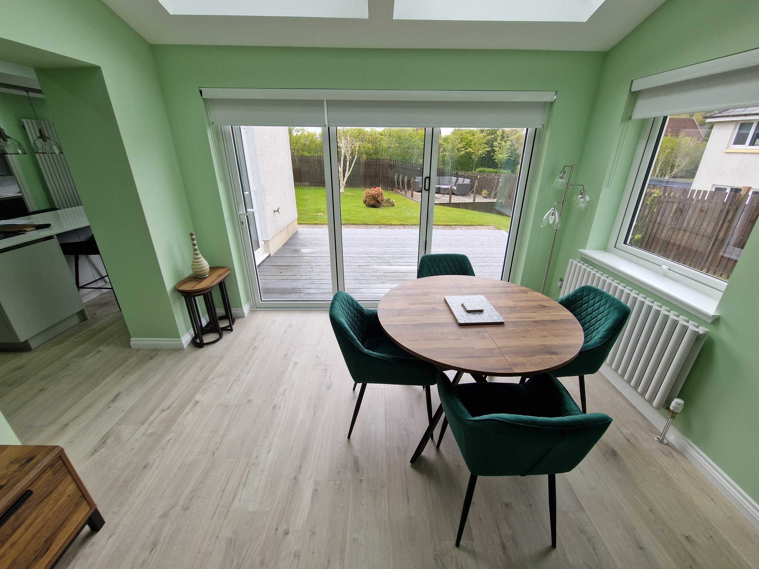 Kitchen and Extension in Stirling. Green Kitchen and Vaulted Ceiling sunroom (17).jpg