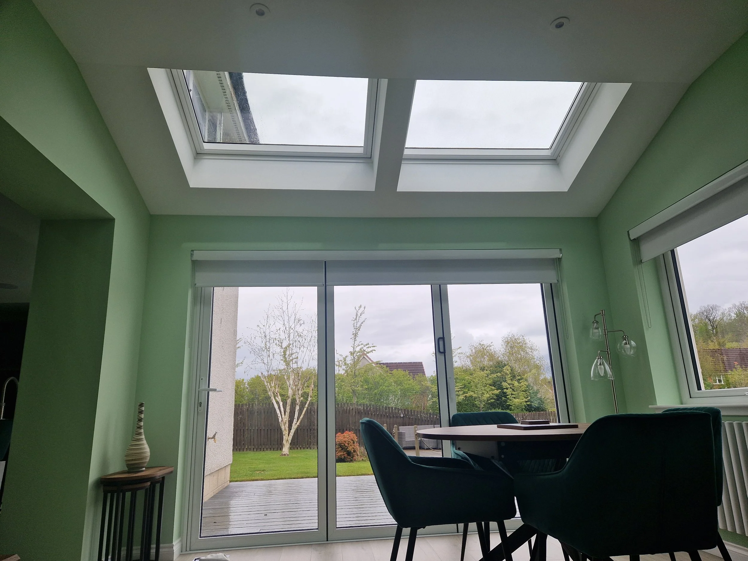 Kitchen and Extension in Stirling. Green Kitchen and Vaulted Ceiling sunroom (55).jpg