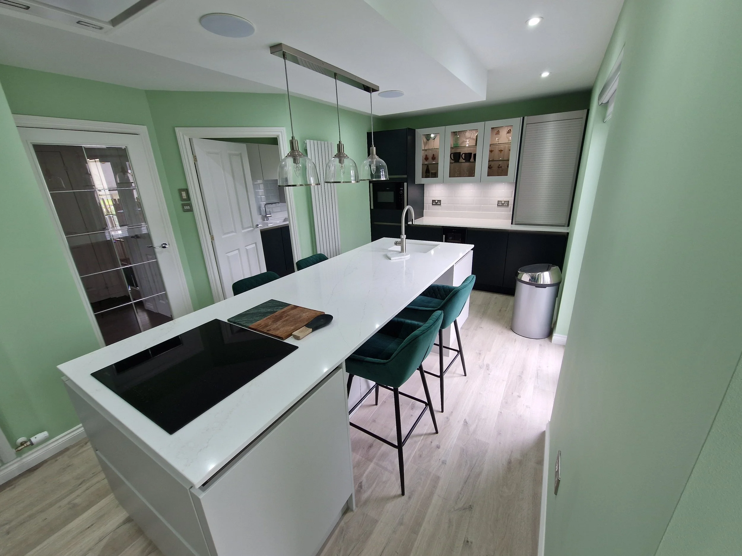 Kitchen and Extension in Stirling. Green Kitchen and Vaulted Ceiling sunroom (33).jpg