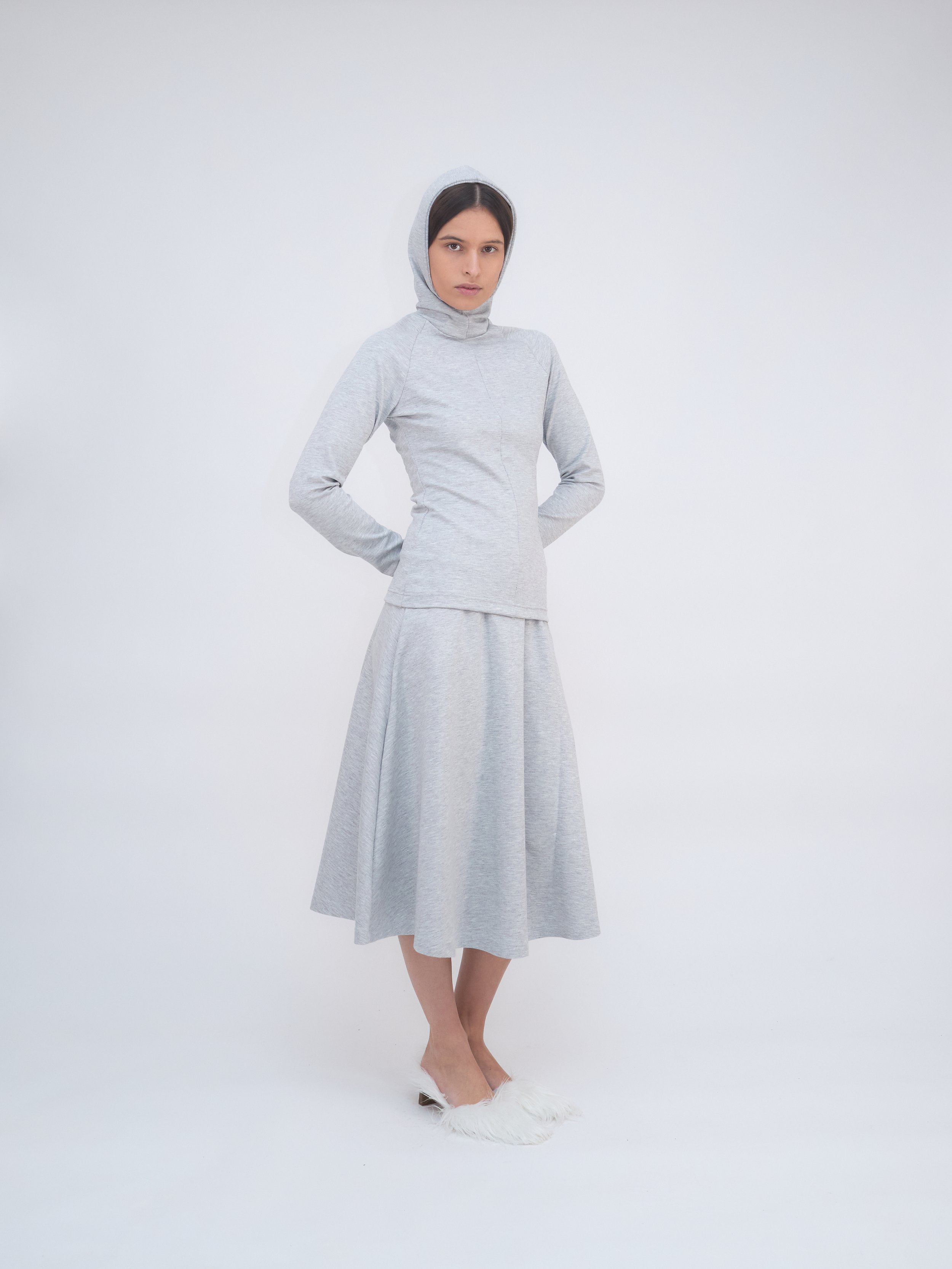 Heavy jersey hoodie grey