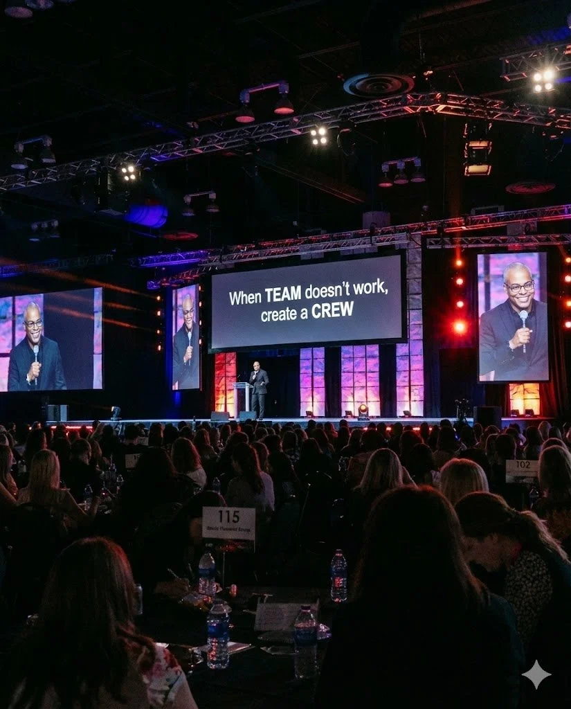 Andre Shirdan doing Keynote Event for Fortune 100 Company. "When You Tried TEAM and it Didn't Work.  It's Tome to Create a CREW!"