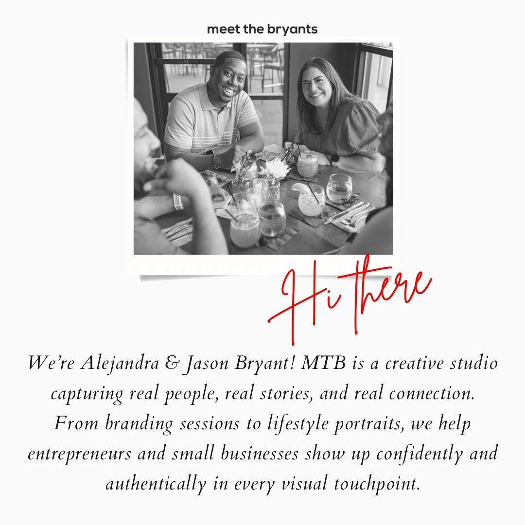 👋🏼👋🏾We&rsquo;re Alejandra and Jason, the husband and wife team behind Meet the Bryants.

We specialize in branding, headshots, and lifestyle portraits that reflect who you are, not just what you do.

Want to know what it&rsquo;s like to work with