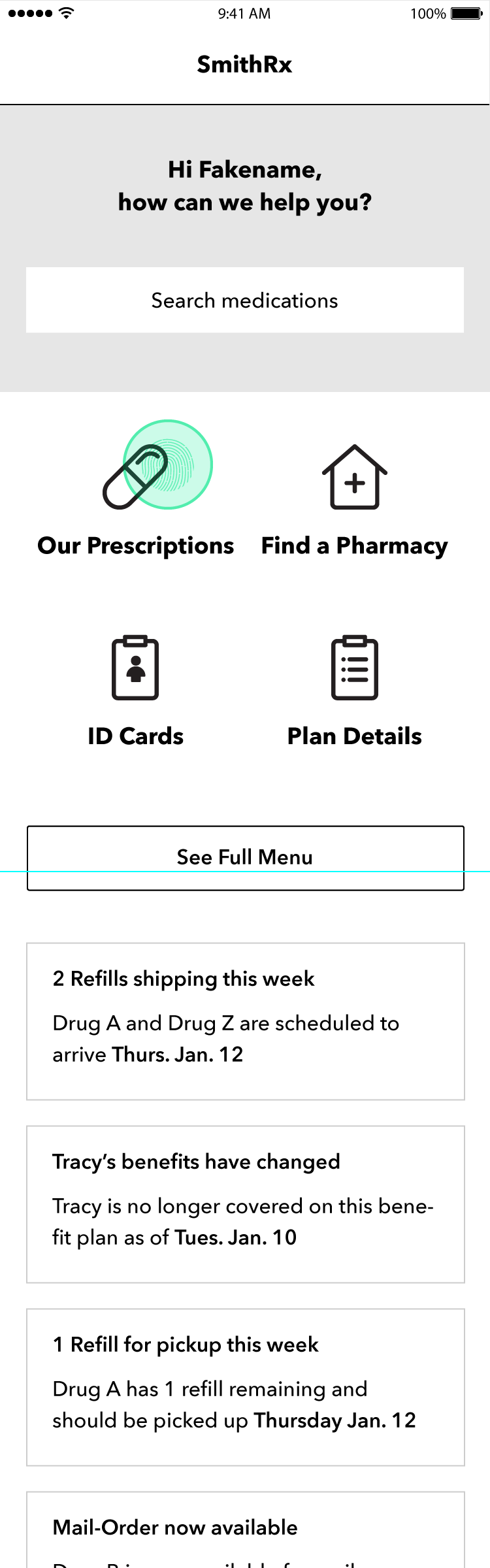 Navigating from Home to "Find Pharmacy"