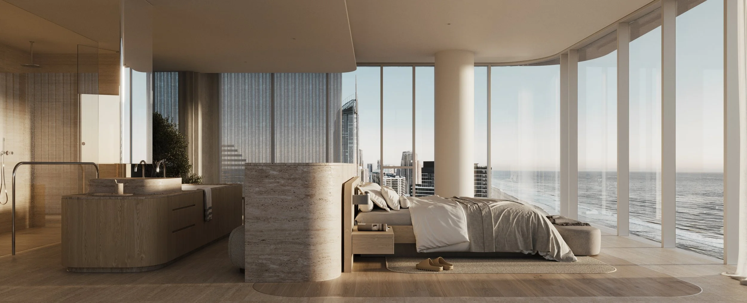 Master bedroom with ocean views