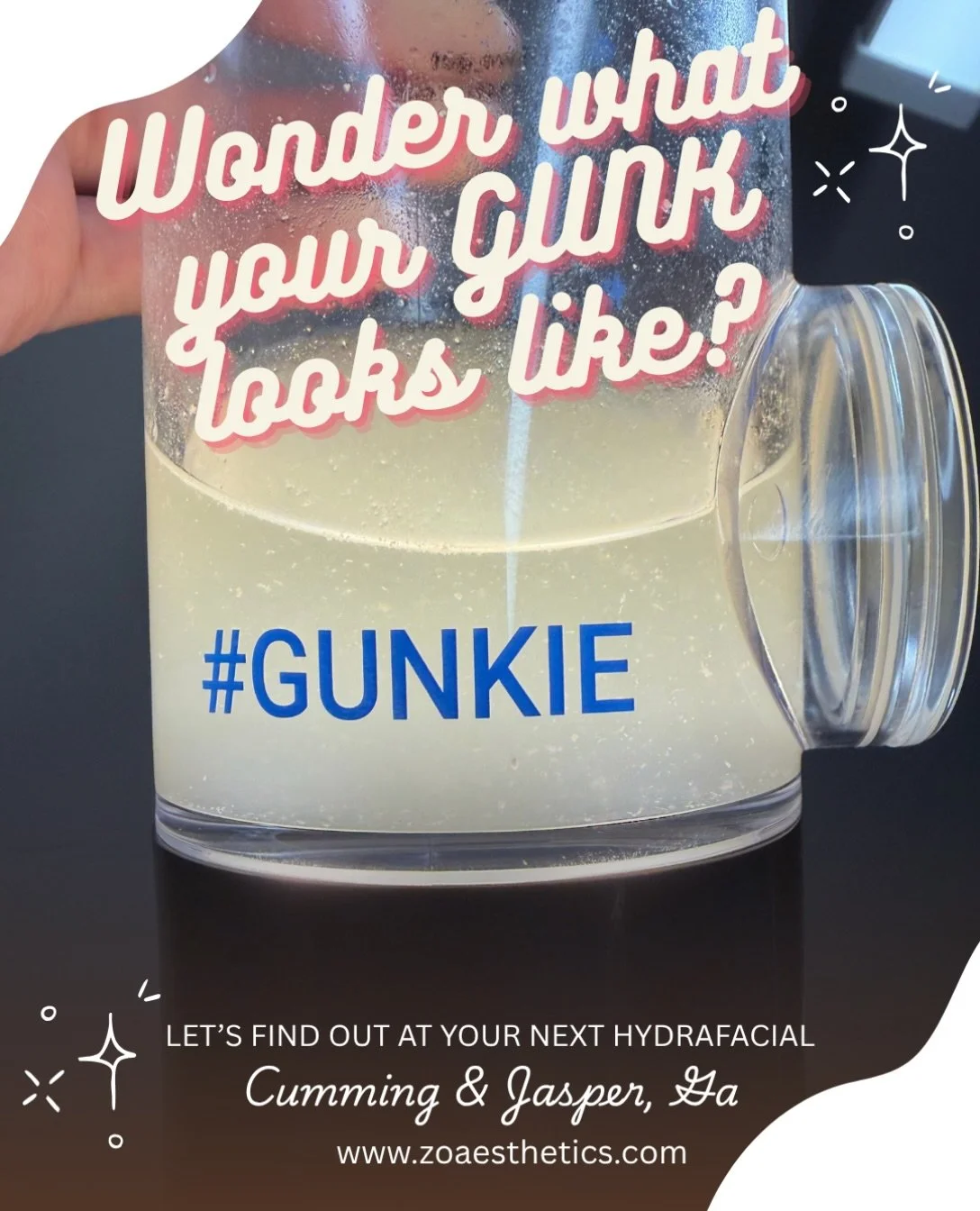 Wonder what YOUR #gunkie looks like? 👀🫧🦠
The proof is in the jar, babe. 🤭 That little jar of gunk after your Hydrafacial shows us what we&rsquo;ve extracted from your pores while giving your skin the deep clean, exfoliation, and hydration it dese