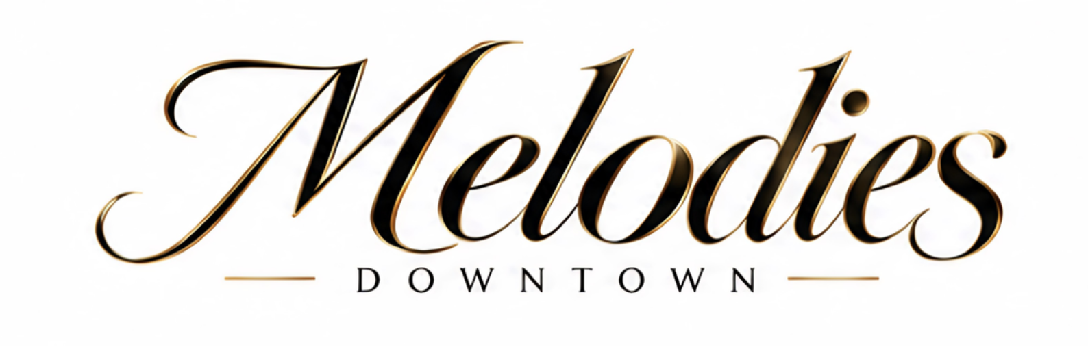 Melodies Downtown logo in black and gold script