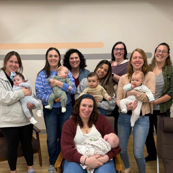 articipants in the mindful mom and baby group in Natick, MA moms with their babies