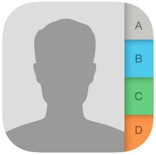 contacts icon for mobile apps with a small address book next to shape of a person