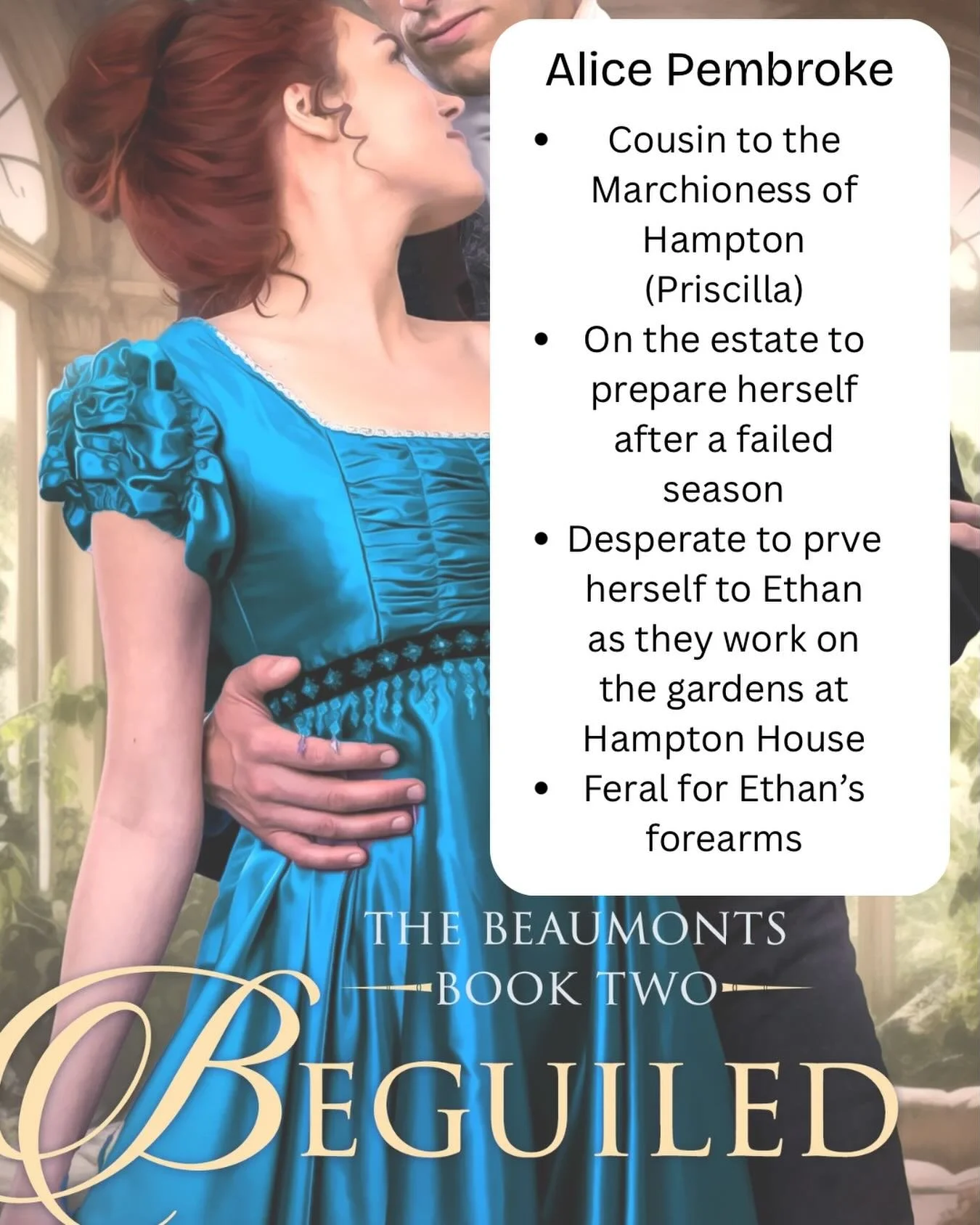 Meet Alice, our heroine in Beguiled!

Desperate to please her father, she&rsquo;s working with her cousin, Priscilla, after failing to make a match in her first season.

As she begins to realize there are other ways to live, she&rsquo;ll clash with a