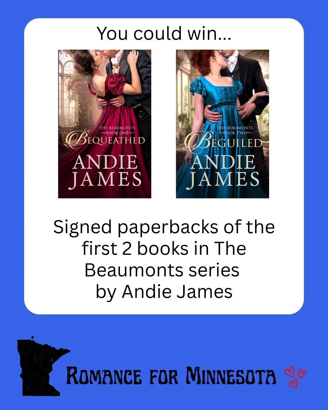 I know you've already seen me posting about Romance for Minnesota, the fundraiser for the Immigrant Rapid Response Fund, run by the Women's Foundation of Minnesota, but I wanted to share the prizes I've donated with you as well!

Along with amazing p