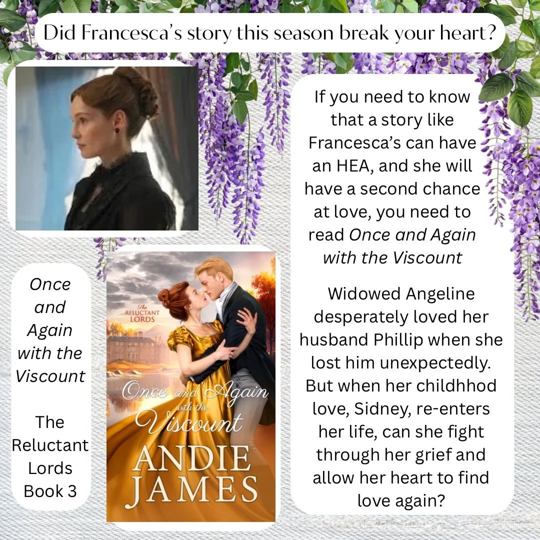 If Francesca&rsquo;s grief left you bereft at the end of Bridgerton season 4, and you found your self NEEDING to read an HEA for a similar situation to know it all works out&mdash;I have the perfect book for you!

Once and Again with the Viscount has