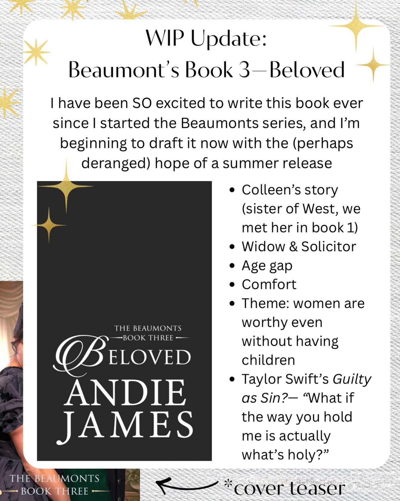 I&rsquo;m starting the next book in The Beaumonts in earnest, and I am SO EXCITED for this story 😍🥰

Not only is this book one I&rsquo;ve been plotting in my head for literal years now, but it contains all the nice tropes I love along with a messag