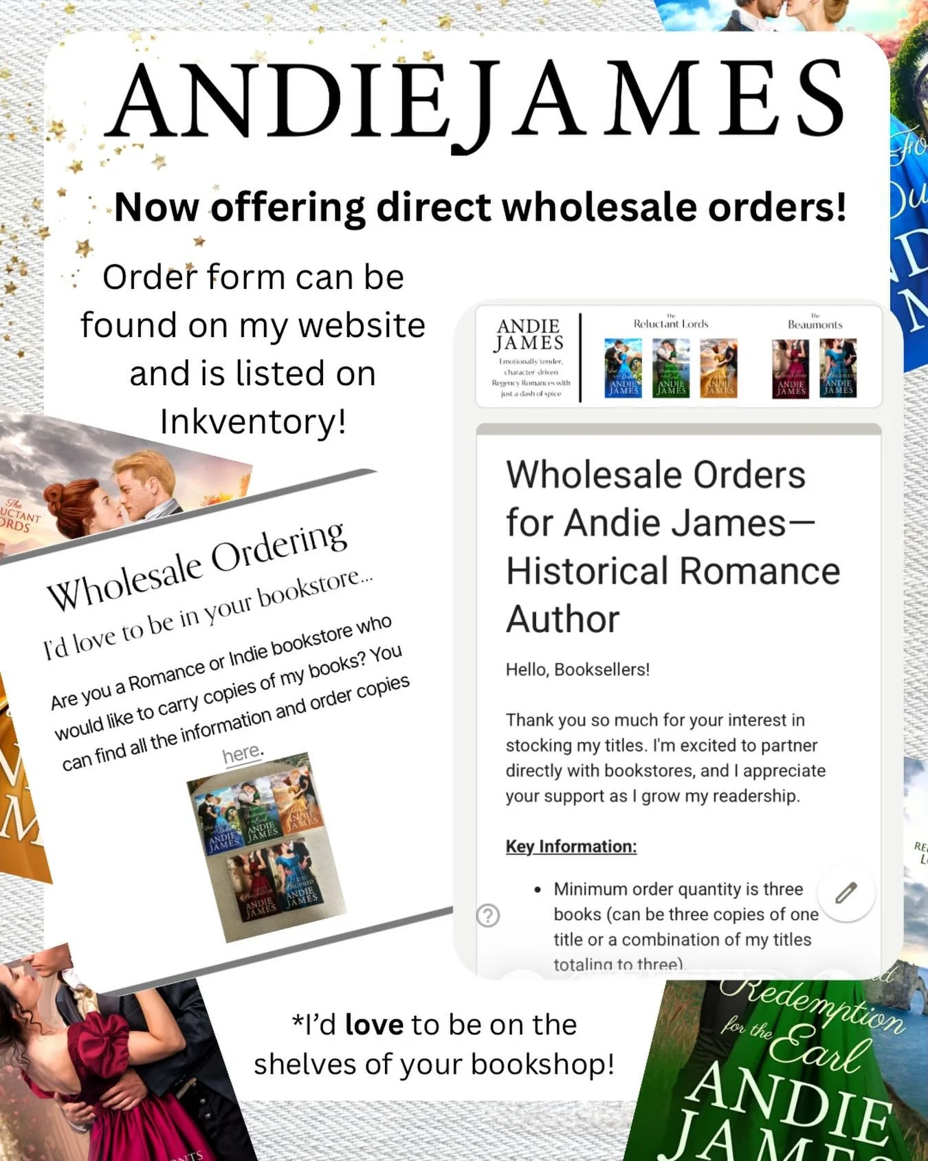 I FINALLY created a wholesale order form for my books! 

Bookstores&mdash;I&rsquo;d love nothing more than to be on your shelves! If you are interested in any of my titles, the order form can be found on my website and is linked in bio!

Happy readin