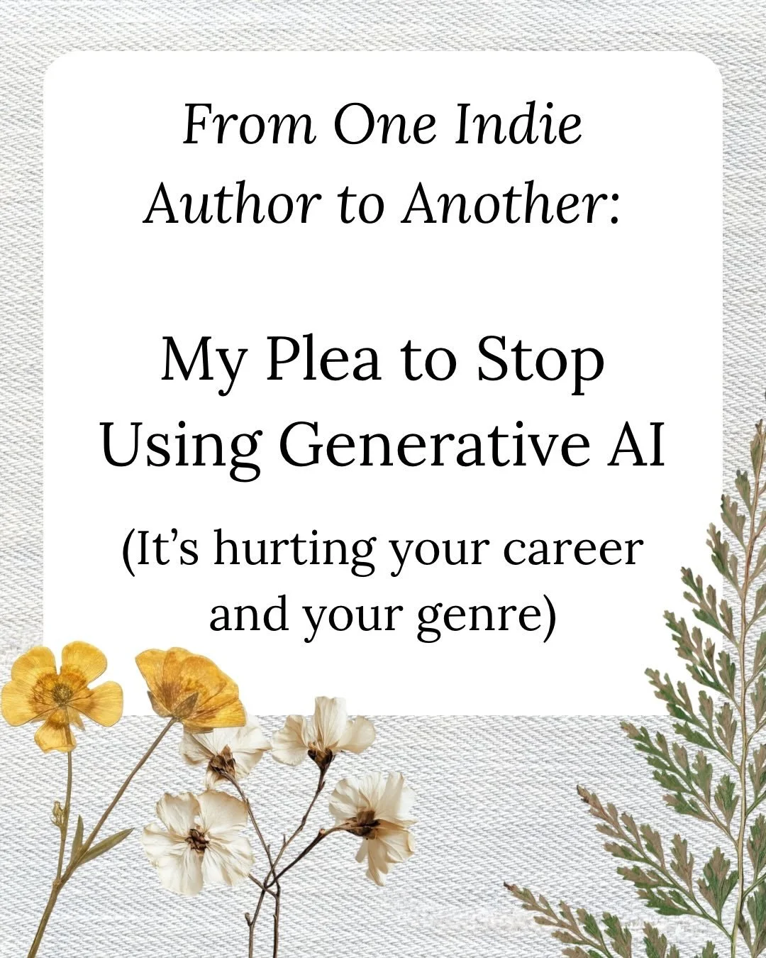 Readers have expectations&mdash;and by using AI you are only hurting yourself.

I don&rsquo;t go much into the ethical or environmental implications of Gen AI use in this post because we know them (or we should, and that alone should be enough not to