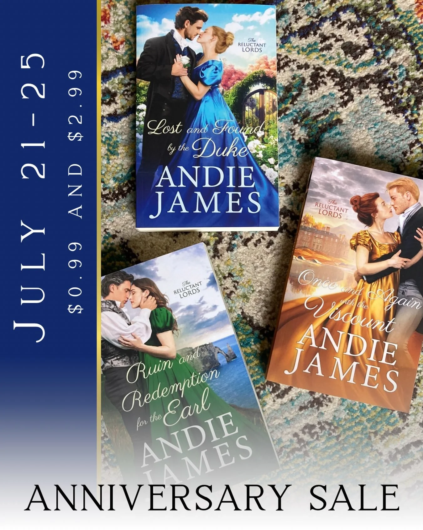 This July 21st marks three years since I became a published author with the release of Lost and Found by the Duke!

To celebrate, starting TODAY, from July 21-25 the ebook for Lost and Found by the Duke will be only $0.99, and the following two books