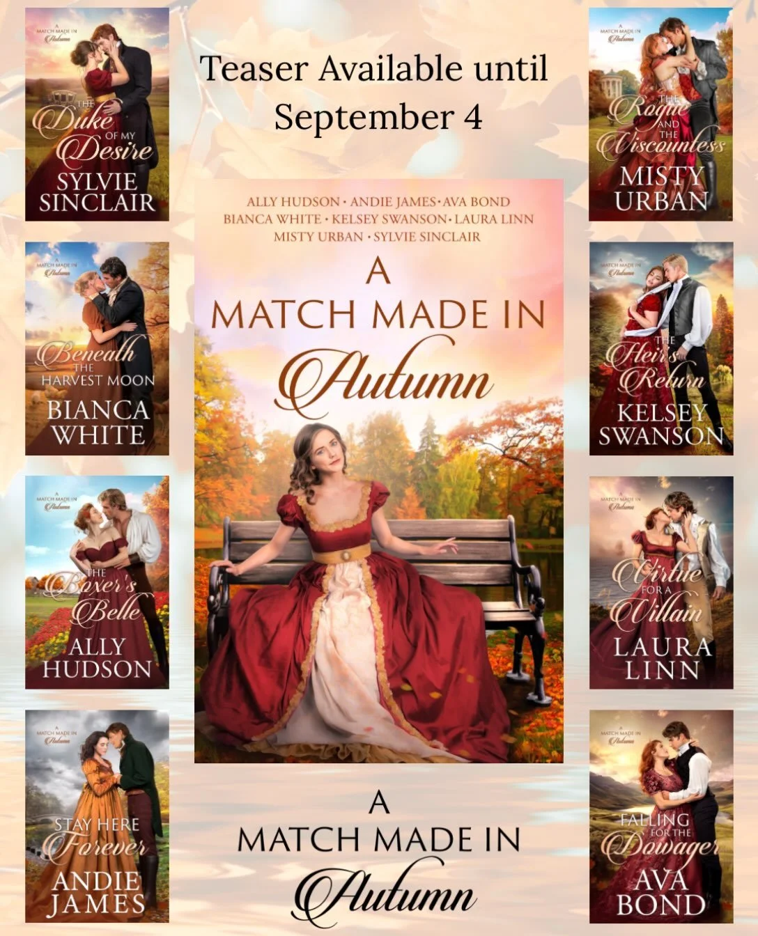 Two more weeks to grab this teaser volume with the first chapters of each story from the A MATCH MADE IN AUTUMN collection! 🍁

If you&rsquo;re craving Fall and the &lsquo;ber&rsquo; months like I am&mdash;escape to an English cool breeze with these 