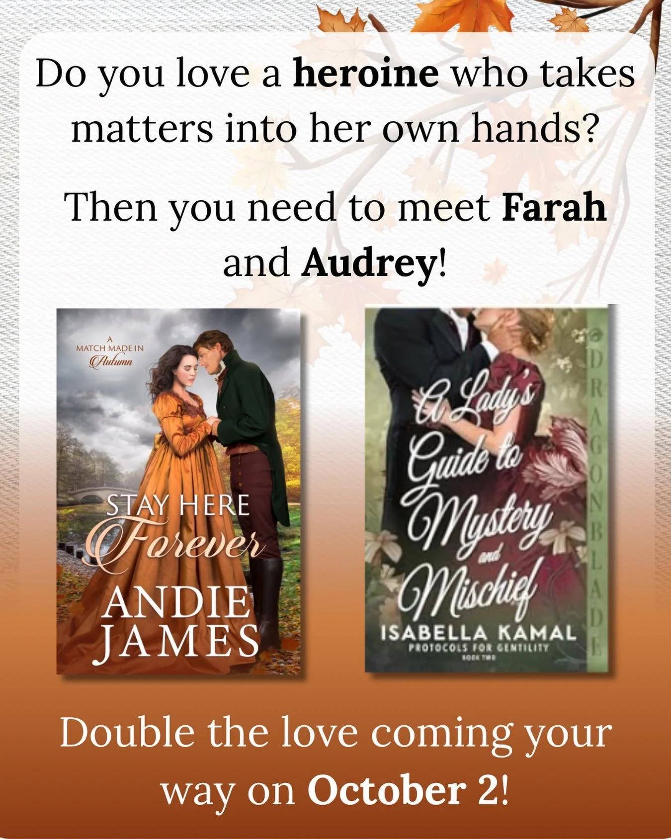 Remember when the town movie theater used to show a double feature?

Think of this as your weekend reading double feature!

Two new historical romances with heroines who take their future into their own hands&mdash;no one is waiting for what may happ