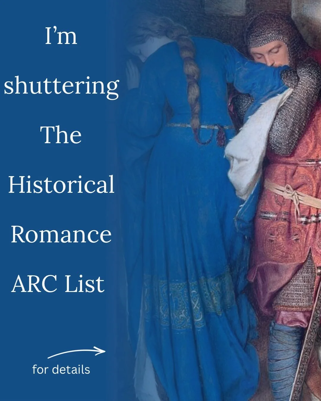 I&rsquo;m sad to announce that as of this Friday, October 30th, I&rsquo;ll no longer be running the Historical Romance ARC list.

It just wasn&rsquo;t being utilized, and while it doesn&rsquo;t take much of my time to check the email and IG account e