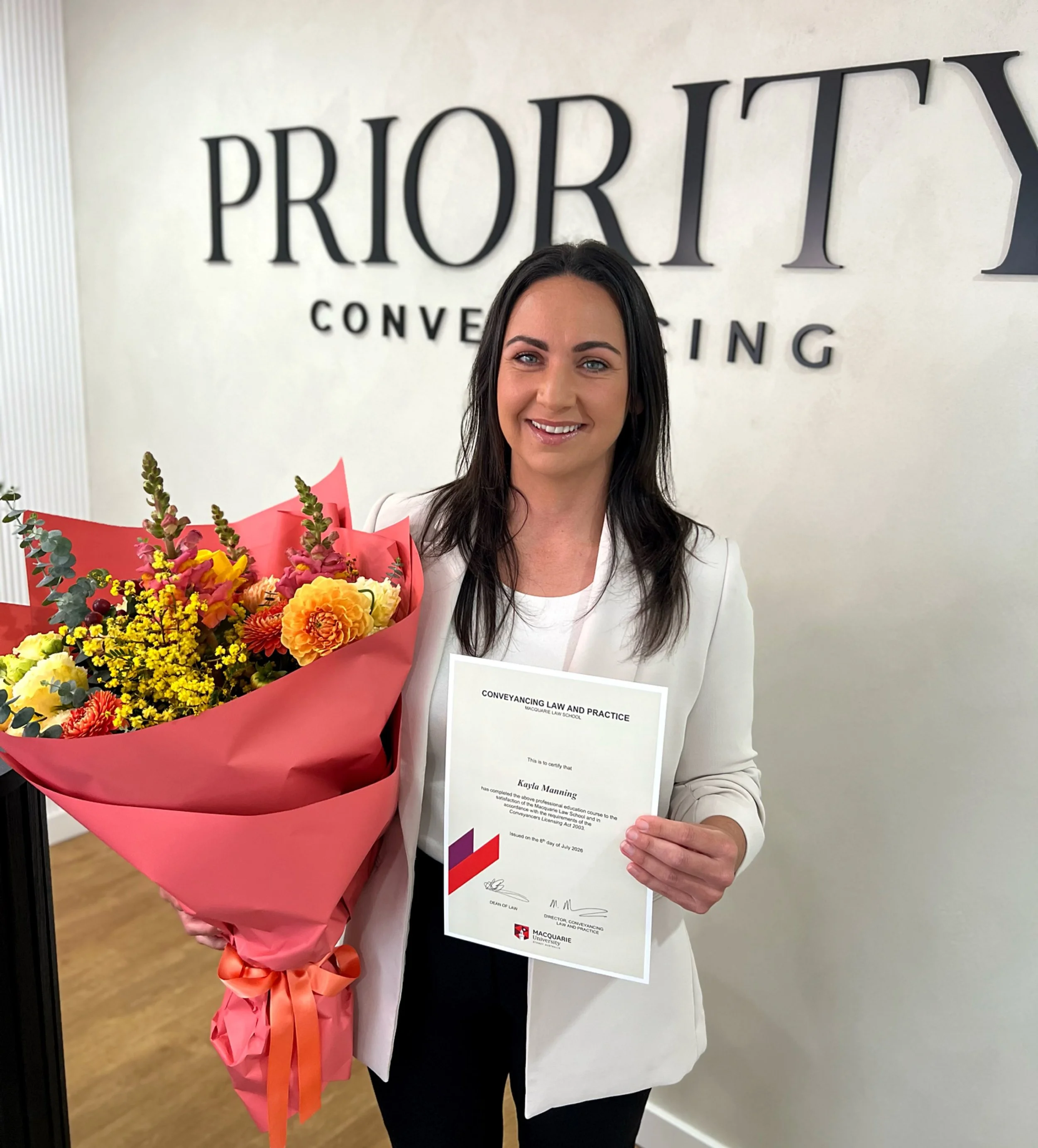Join us in congratulating Kayla on successfully completing her Conveyancing Law and Practice studies at Macquarie University. Over the past four years, Kayla has balanced full-time work, study, and motherhood, making this an especially impressive ach