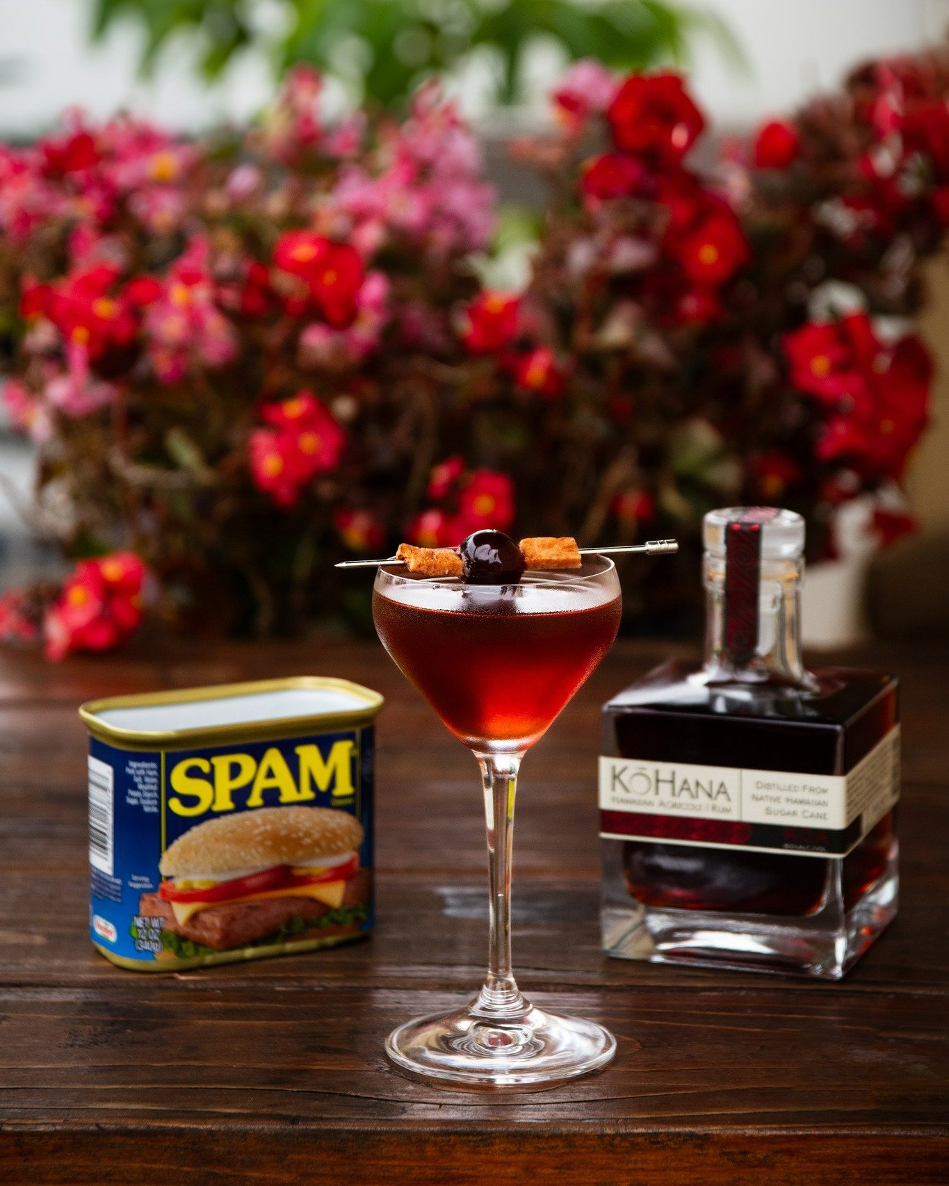 Worked up a thirst yesterday hunting for @waikikispamjam's Golden Ticket yesterday? Well, treat your tastebuds to a hula and shake things up (literally) with our @spam cocktails! 🍹

First image: Spamhattan 🥃

Ingredients:
- 2 oz Kō Hana KOA infused