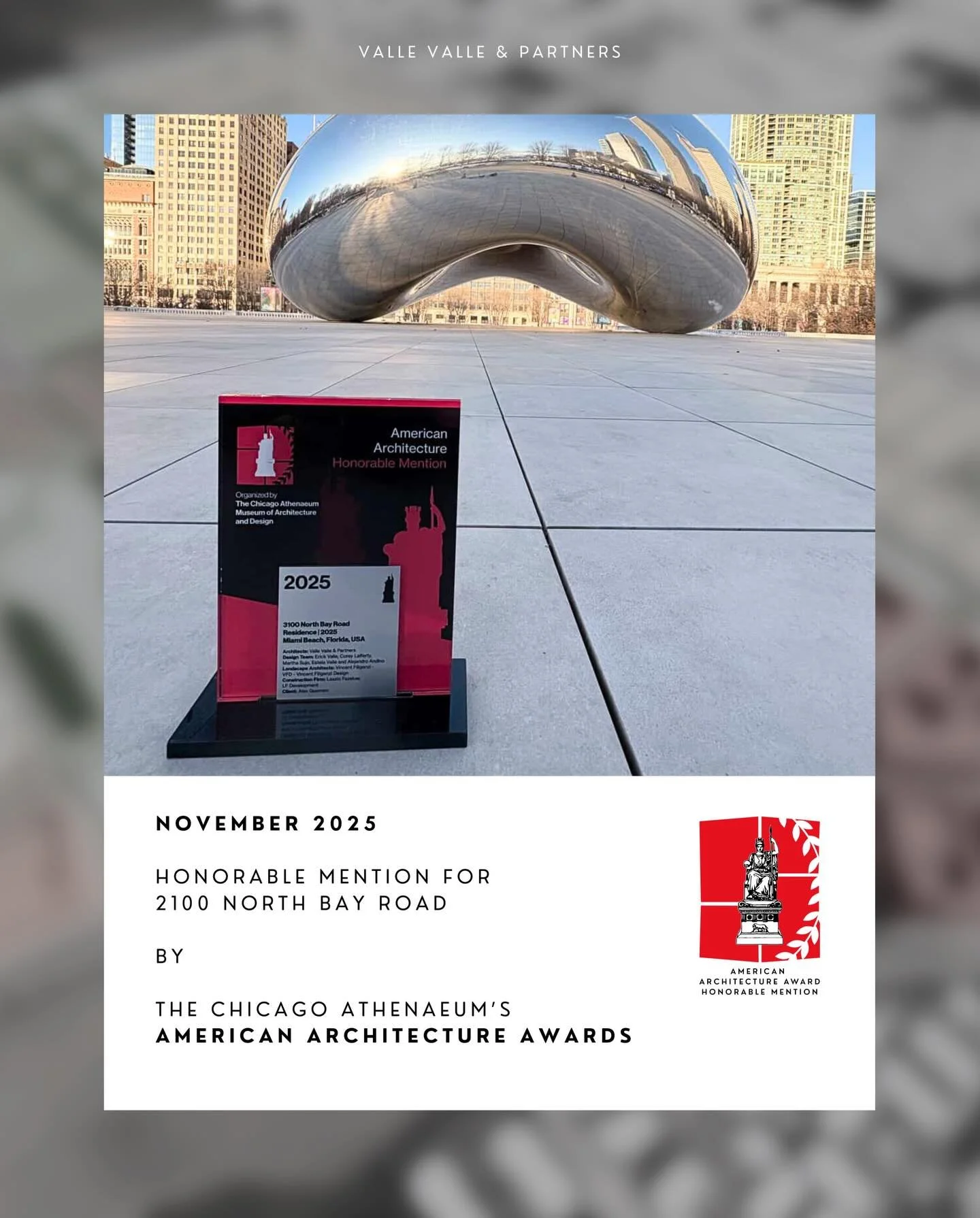 Honored to receive an Honorable Mention from the American Architecture Awards , presented by the Chicago Athenaeum: Museum of Architecture and Design, for the North Bay Road Residence in Miami Beach!

Recognized for its contemporary interpretation of