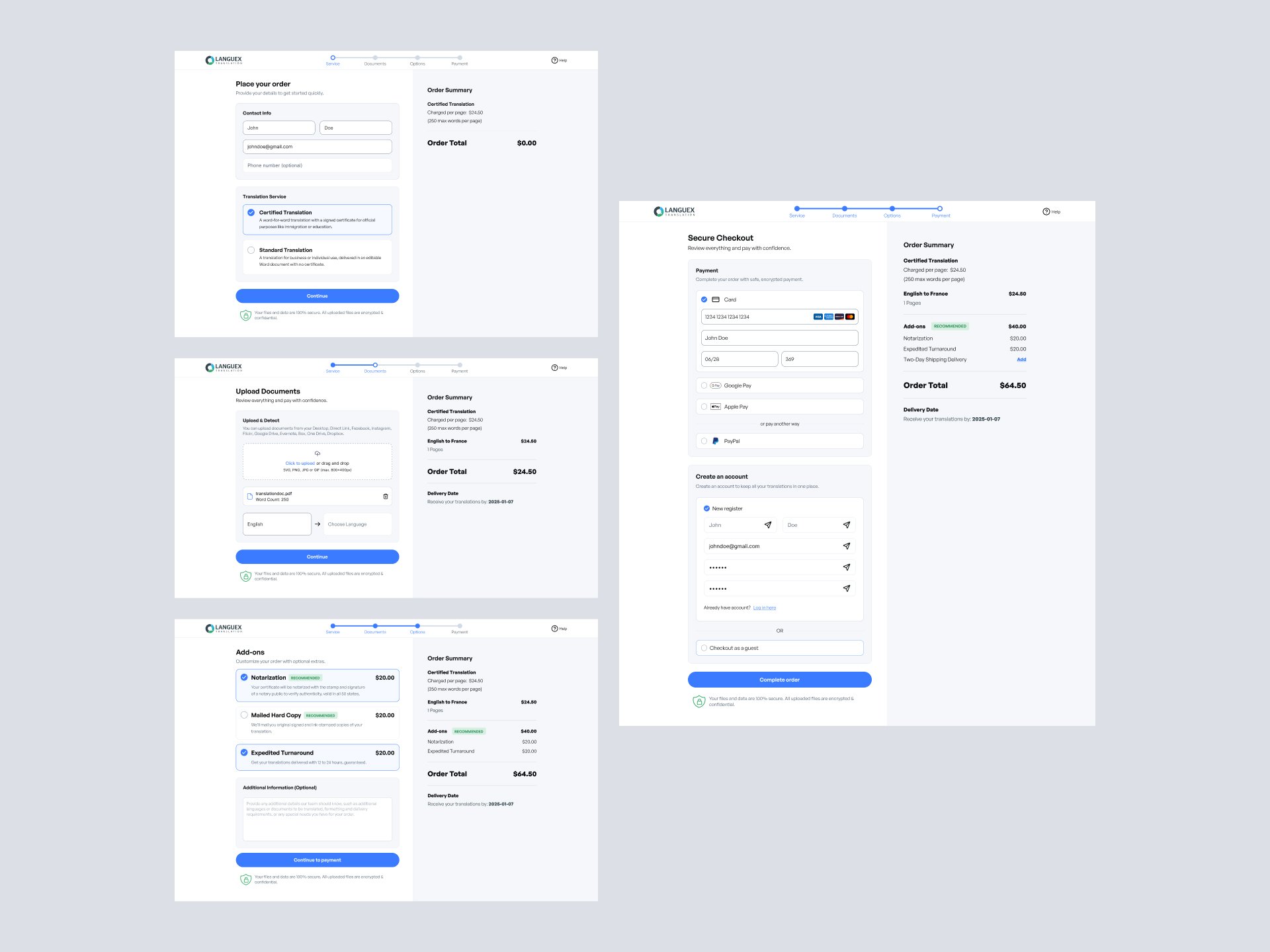 Order confirmation and post-purchase account view