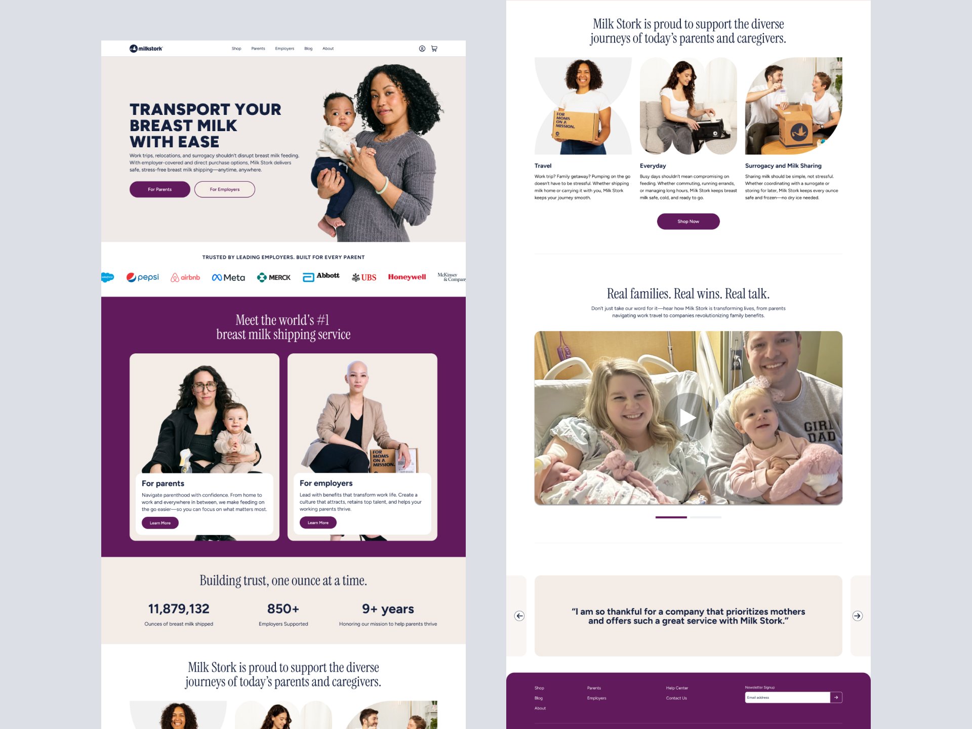 Milk Stork Homepage + 2 pillar page - Coming Soon